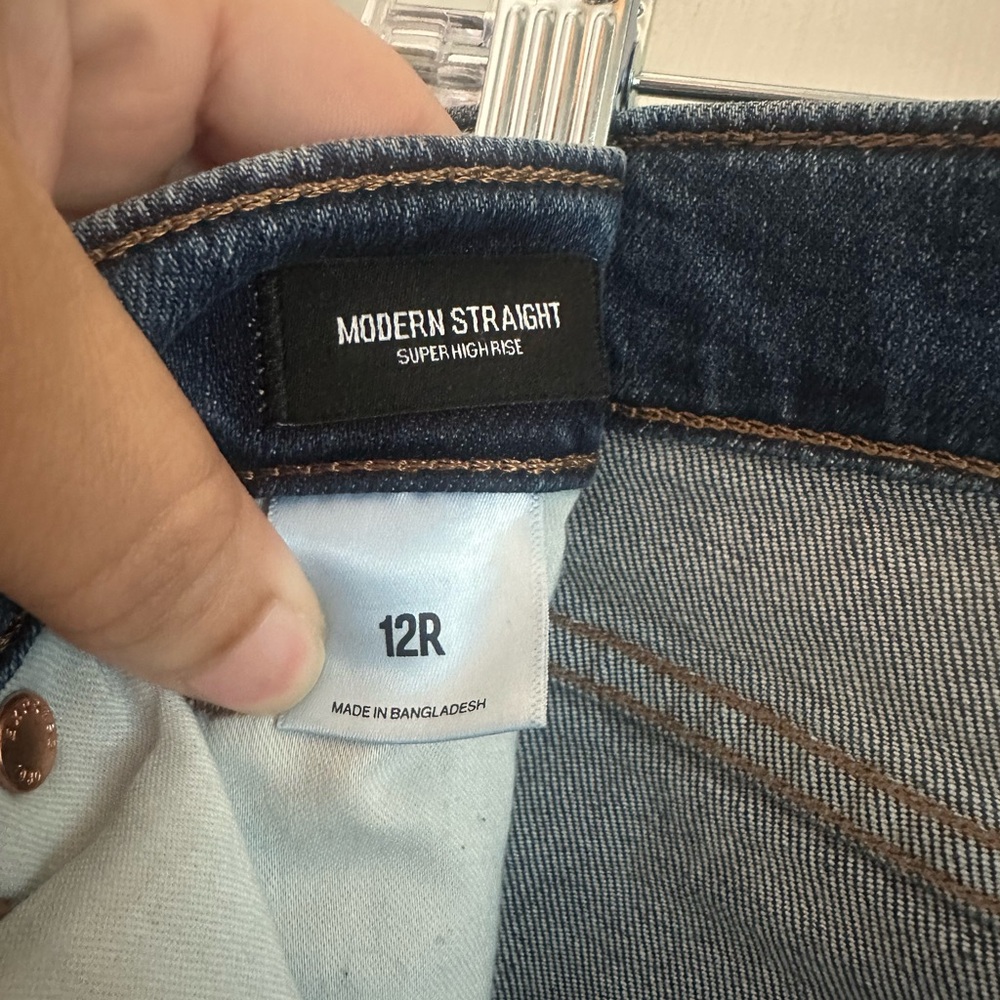Express Dark Blue Jeans Straight Leg High Rise